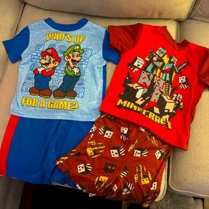 Boys 2 Pair Pajama Bundle Mario & Minecraft Size 4